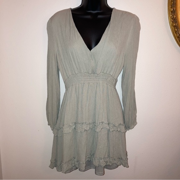 Altar’d State Pistachio Pastel Green Spring Coquette Designer Long Sleeve Dress - Picture 16 of 17